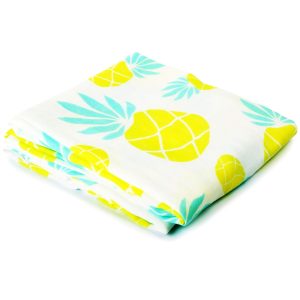 Muslin Swaddle Blanket Large 47 x47  Pineapple Print   Super Soft Breathable Bamboo Cotton for Newborn Infant   Baby Receiving Swaddling Blanket Wrap Boys Girls