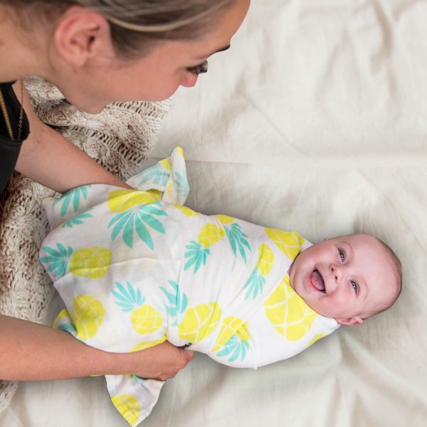 Muslin Swaddle Blanket Large 47 x47  Pineapple Print   Super Soft Breathable Bamboo Cotton for Newborn Infant   Baby Receiving Swaddling Blanket Wrap Boys Girls - Image 4