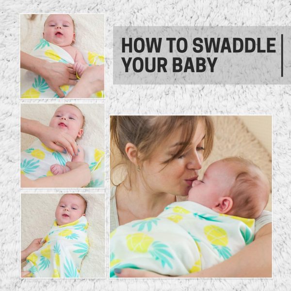 Muslin Swaddle Blanket Large 47 x47  Pineapple Print   Super Soft Breathable Bamboo Cotton for Newborn Infant   Baby Receiving Swaddling Blanket Wrap Boys Girls - Image 7