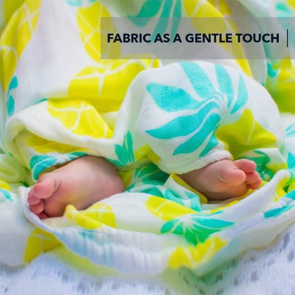 Muslin Swaddle Blanket Large 47 x47  Pineapple Print   Super Soft Breathable Bamboo Cotton for Newborn Infant   Baby Receiving Swaddling Blanket Wrap Boys Girls - Image 8