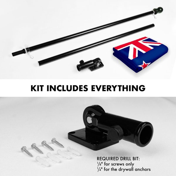 G128 Combo Pack: 6 Feet Tangle Free Spinning Flagpole (Black) New Zealand New Zealander Flag 3x5 ft Printed 150D Brass Grommets (Flag Included) Aluminum Flag Pole - Image 2