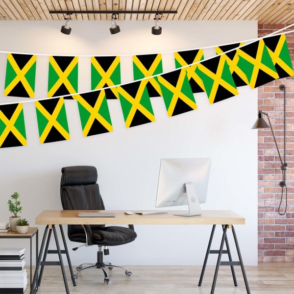 G128 Jamaica Jamaican Bunting Banner | Flag 8.2 x 5.5 Inch, Full String 33 Feet | Printed 150D Polyester, Decorations For Bar, School, Festival Events Celebration - Image 3