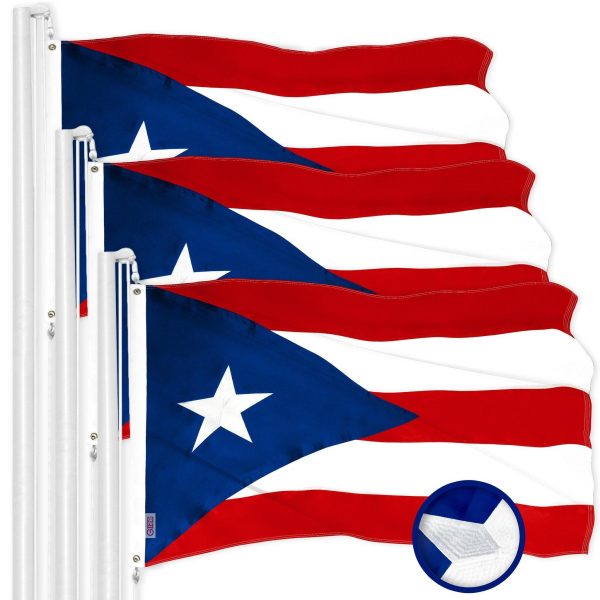 G128 3 Pack: Puerto Rico Puerto Rican Flag | 2x3 Ft | ToughWeave Series Embroidered 300D Polyester | Embroidered Design, Indoor/Outdoor, Brass Grommets