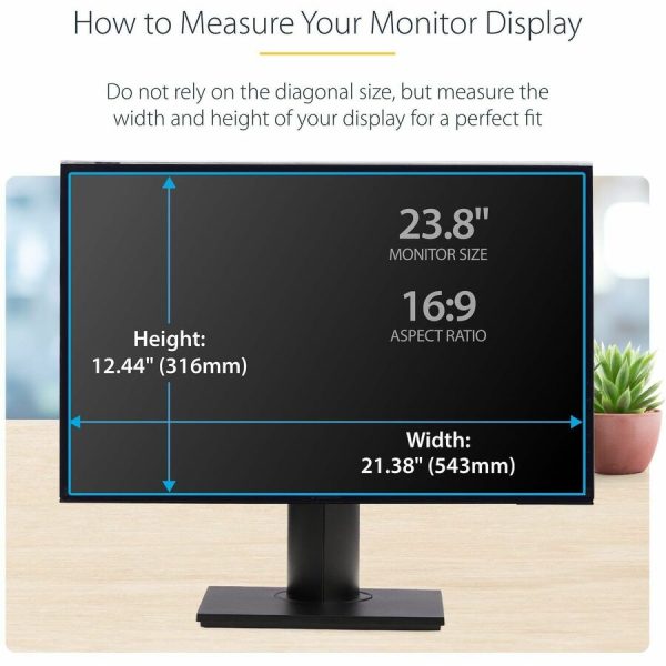 StarTech.com 23.8-inch 16:9 Computer Monitor Privacy Screen, Hanging Acrylic Filter, Monitor Screen Protector/Shield, +/- 30 Deg., Glossy - Image 4