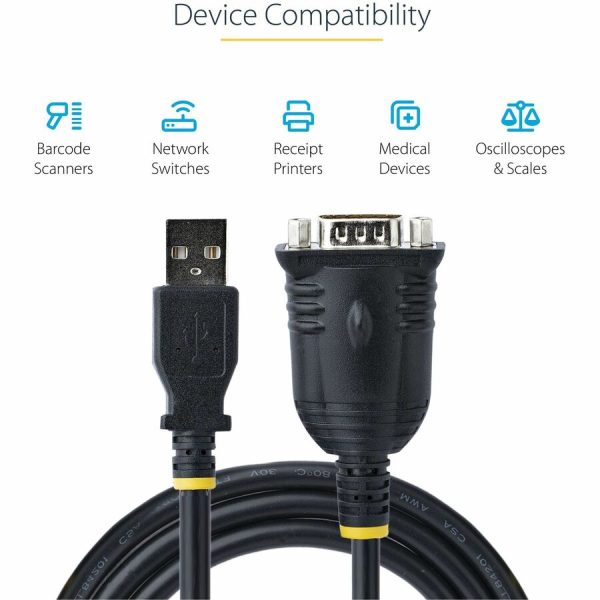StarTech.com 3ft (1m) USB to Serial Cable, DB9 Male RS232 to USB Converter, USB to Serial Adapter, COM Port Adapter with Prolific IC - Image 7