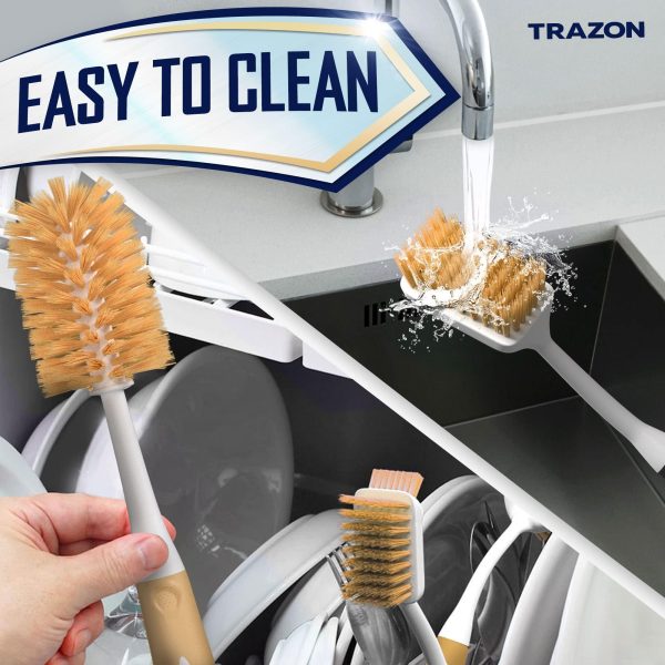 Dish Brush Set of 4 with Bottle Water Brush Dish Scrub Brush Scrubber Brush and Straw Brush   Kitchen Scrub Brushes Ergonomic Non Slip Long Handle for Cleaning Cleaner Wash Dish Sink Dishes Cup Pot - Image 8