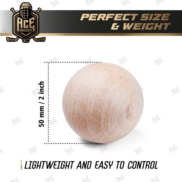 Swedish Stickhandling Balls   Unfinished Hardwood No Bounce Floorball Training Equipment   for Floor Dribbling Skills Dekes Fakes & Ball Handling Drills   2 Inch Diameter - Image 2