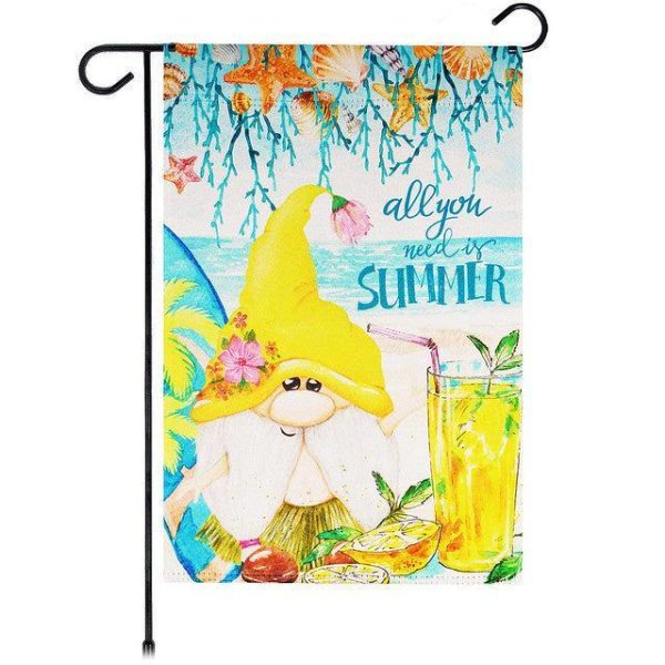 G128 Garden Flag Summer Decoration All You Need is Summer Gnome | 12x18 Inch | Printed Blockout Polyester - Summer Decoration