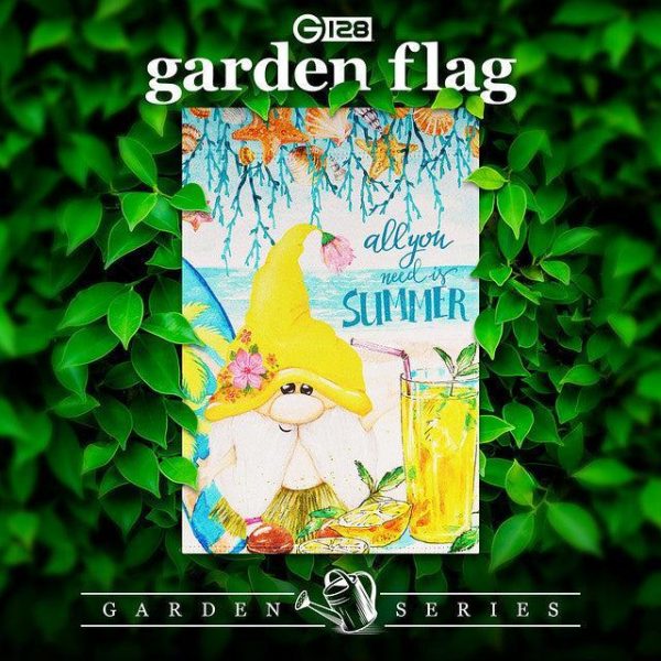 G128 Garden Flag Summer Decoration All You Need is Summer Gnome | 12x18 Inch | Printed Blockout Polyester - Summer Decoration - Image 2