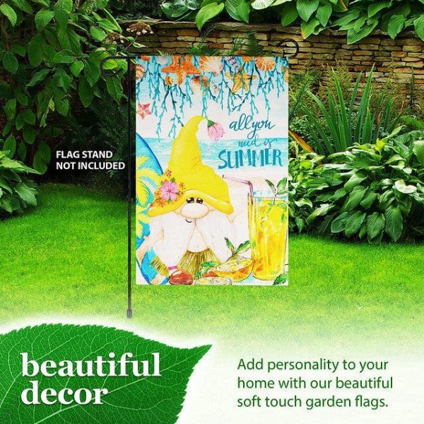 G128 Garden Flag Summer Decoration All You Need is Summer Gnome | 12x18 Inch | Printed Blockout Polyester - Summer Decoration - Image 8