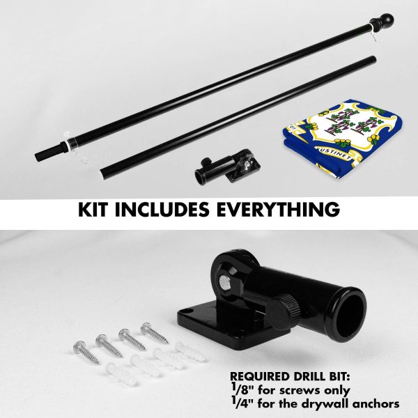 G128 Combo Pack: 6 Ft Tangle Free Spinning Flagpole (Black) & Connecticut Flag 3x5 Ft Printed 150D Polyester, Brass Grommets (Flag Included) Aluminum Flag Pole - Image 2
