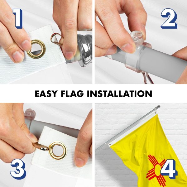 G128 - 6 Feet Tangle Free Spinning Flagpole (Silver) New Mexico Flag Brass Grommets Embroidered 3x5 ft (Flag Included) Aluminum Flag Pole - Image 7