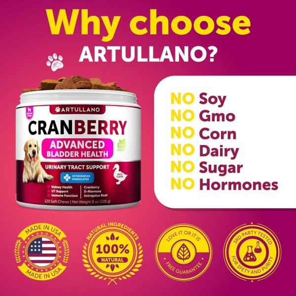 Dog UTI Treatment   Cranberry Supplement & Bladder Control for Dogs   Urinary Tract Infection Incontinence Pill Bladder Stones   UTI Medicine Treats   120 Soft Chews for Kidney Support with Fish Oil - Image 5