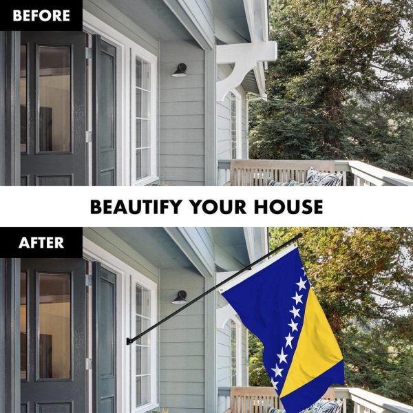 G128 Combo Pack: 6 Ft Tangle Free Spinning Flagpole (Black) & Bosnia and Herzegovina Flag 3x5 Ft Printed 150D Polyester, Brass Grommets (Flag Included) Aluminum Flag Pole - Image 3
