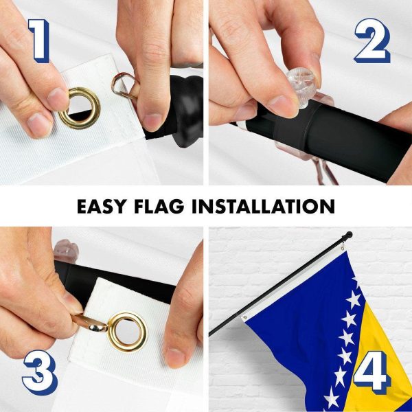 G128 Combo Pack: 6 Ft Tangle Free Spinning Flagpole (Black) & Bosnia and Herzegovina Flag 3x5 Ft Printed 150D Polyester, Brass Grommets (Flag Included) Aluminum Flag Pole - Image 7