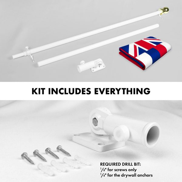G128 Combo Pack: 6 Ft Tangle Free Aluminum Spinning Flagpole (White) & Hawaii HI State Flag 3x5 Ft, ToughWeave Series Embroidered 300D Polyester | Pole with Flag Included - Image 2