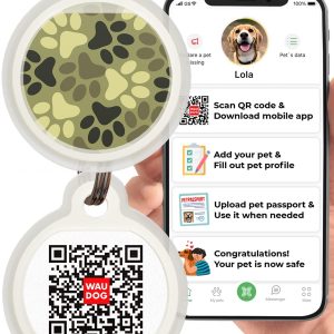 Dog Tags for Pets   Silicone QR Code Pet ID Tags for Dogs & Cats   Silent Dog Name Tag and Cat Name Tag for Your Pet   Puppy Name Tag for Dog Collar   Dog Identification Tags (Camo L)