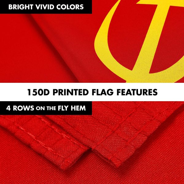 G128 Combo Pack: 6 Ft Tangle Free Aluminum Spinning Flagpole (White) & Union of Soviet Socialist Republics USSR Flag 3x5 Ft, LiteWeave Pro Series Printed 150D Polyester | Pole with Flag Included - Image 5