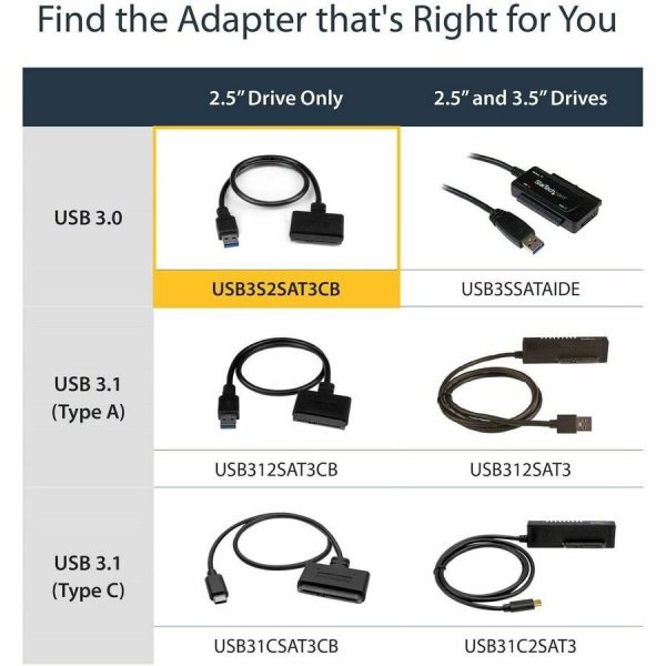 StarTech.com USB 3.0 to 2.5" SATA III Hard Drive Adapter Cable w/ UASP - SATA to USB 3.0 Converter for SSD / HDD - Image 6