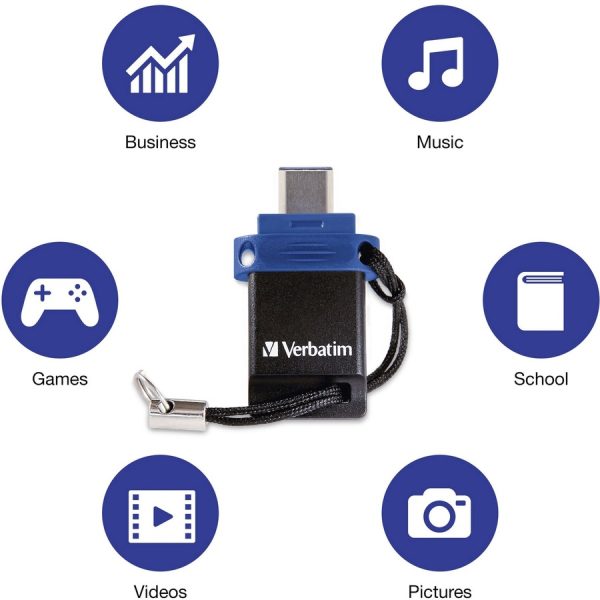 64GB Store 'n' Go Dual USB 3.2 Gen 1 Flash Drive for USB-C™ Devices - Blue - Image 2