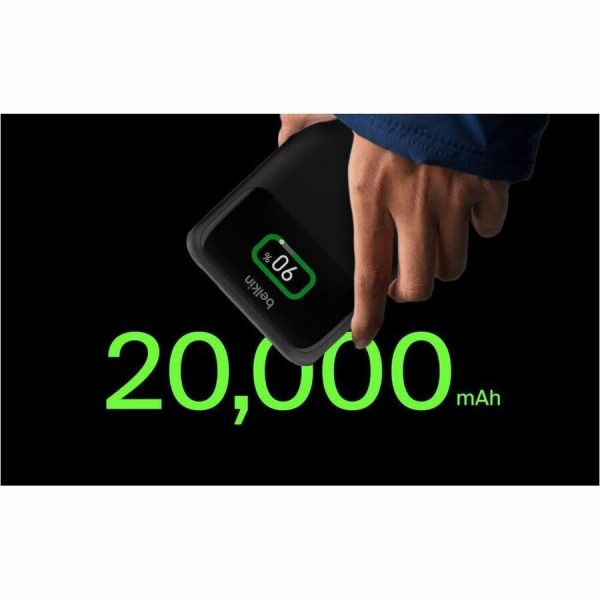 Belkin 65W 3-port USB Power Bank w/ Digital Display - 20K mAh - 2xUSB-C, 1xUSB-A - Portable Charger - w/ USB-C to USB-C Cable - Black - Image 9