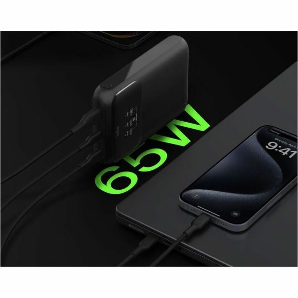Belkin 65W 3-port USB Power Bank w/ Digital Display - 20K mAh - 2xUSB-C, 1xUSB-A - Portable Charger - w/ USB-C to USB-C Cable - Black - Image 10