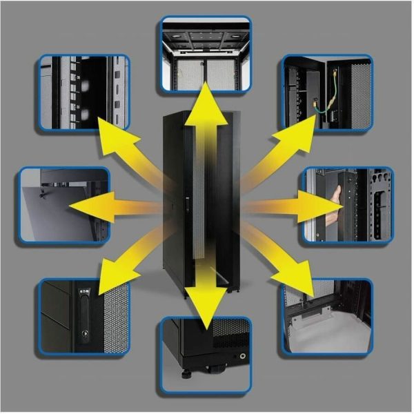 Eaton Tripp Lite Series SmartRack 42U Standard-Depth Rack Enclosure Cabinet with Doors and Side Panels - Image 7