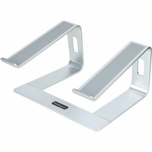 StarTech.com Laptop Stand for Desk, Supports 5kg / 11lb, Aluminum, Silver, Ergonomic Laptop Riser, Portable Laptop Holder for Desk