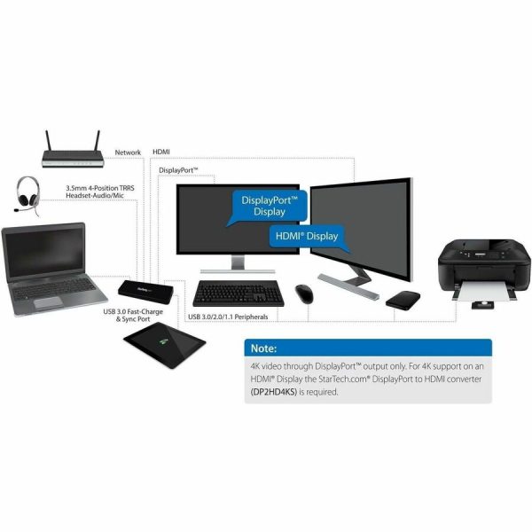 StarTech.com USB 3.0 Docking Station - Windows / macOS Compatible - Supports Dual Displays, HDMI / DisplayPort or 4K Ultra HD on a Single Monitor - USB3DOCKHDPC - Image 4