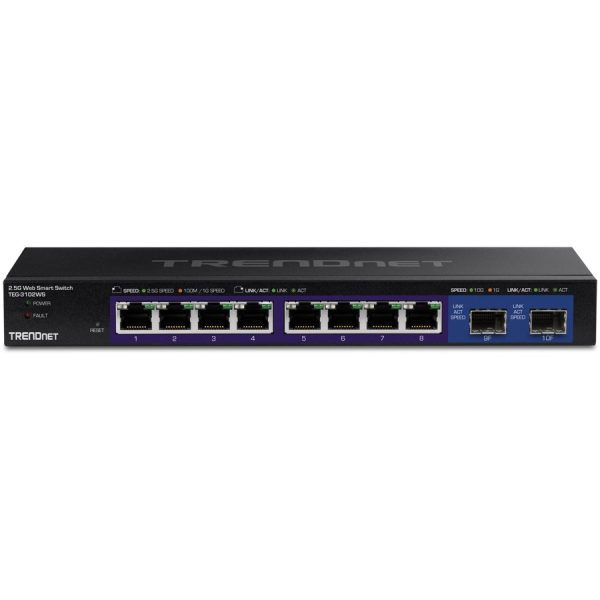 TRENDnet 10-Port Multi-Gig Web Smart Switch, 8 x 2.5GBASE-T Ports, 2 x 10G SFP+ Slots, Metal Housing, Managed Network Ethernet Switch, Lifetime Protection, Black, TEG-3102WS - Image 2