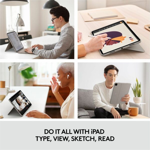 Logitech Combo Touch Keyboard/Cover Case (Folio) for 12.9" Apple, Logitech iPad Pro (5th Generation) Tablet - Sand - Image 2