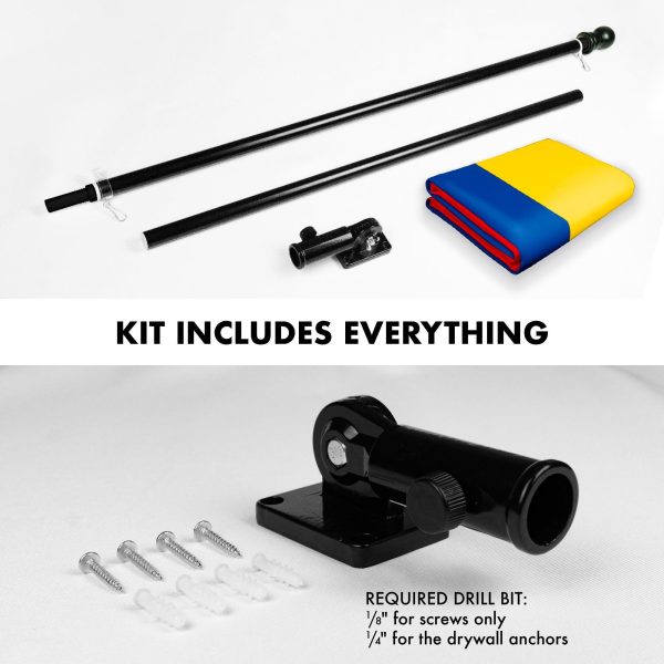 G128 Combo Pack: 6 Feet Tangle Free Spinning Flagpole (Black) Colombia Colombian Flag 3x5 ft Printed 150D Brass Grommets (Flag Included) Aluminum Flag Pole - Image 2