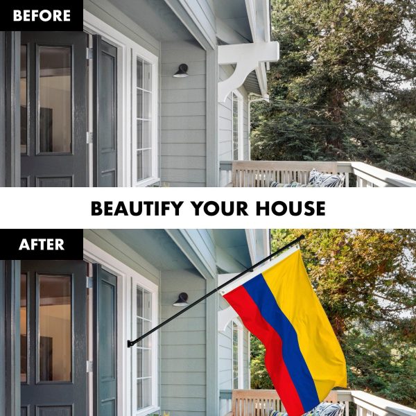 G128 Combo Pack: 6 Feet Tangle Free Spinning Flagpole (Black) Colombia Colombian Flag 3x5 ft Printed 150D Brass Grommets (Flag Included) Aluminum Flag Pole - Image 3