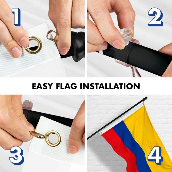 G128 Combo Pack: 6 Feet Tangle Free Spinning Flagpole (Black) Colombia Colombian Flag 3x5 ft Printed 150D Brass Grommets (Flag Included) Aluminum Flag Pole - Image 7