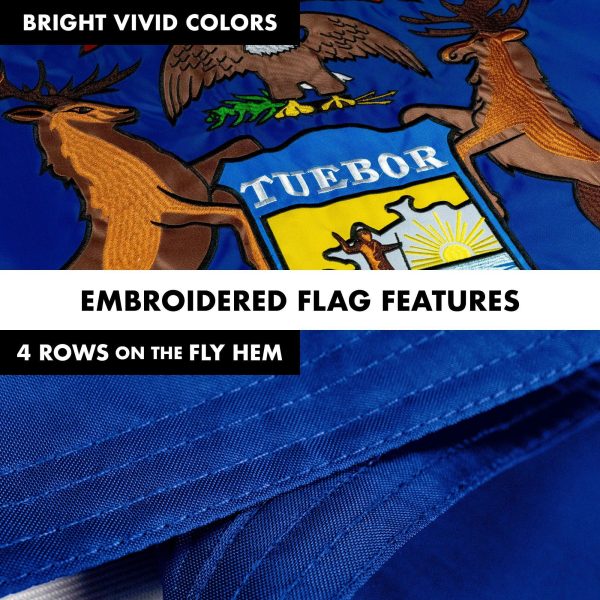 G128 - 6 Feet Tangle Free Spinning Flagpole (White) Michigan Double Sided Brass Grommets Embroidered 3x5 ft (Flag Included) Aluminum Flag Pole - Image 5
