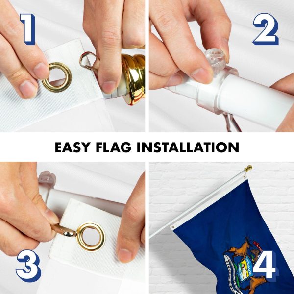 G128 - 6 Feet Tangle Free Spinning Flagpole (White) Michigan Double Sided Brass Grommets Embroidered 3x5 ft (Flag Included) Aluminum Flag Pole - Image 7