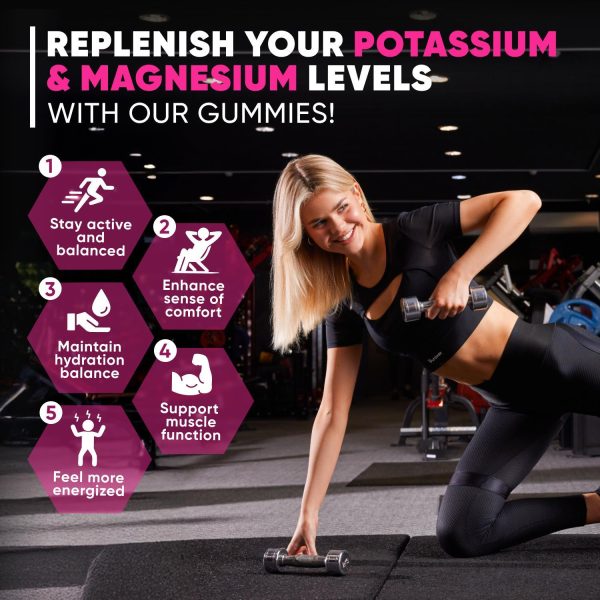 Potassium Magnesium Complex Gummies for Women and Men, High Absorption Potassium Citrate Supplement for Hydration, Muscle & Heart Health Support, Raspberry Flavor, Sugar-Free, 60 Veggie Gummies - Image 6