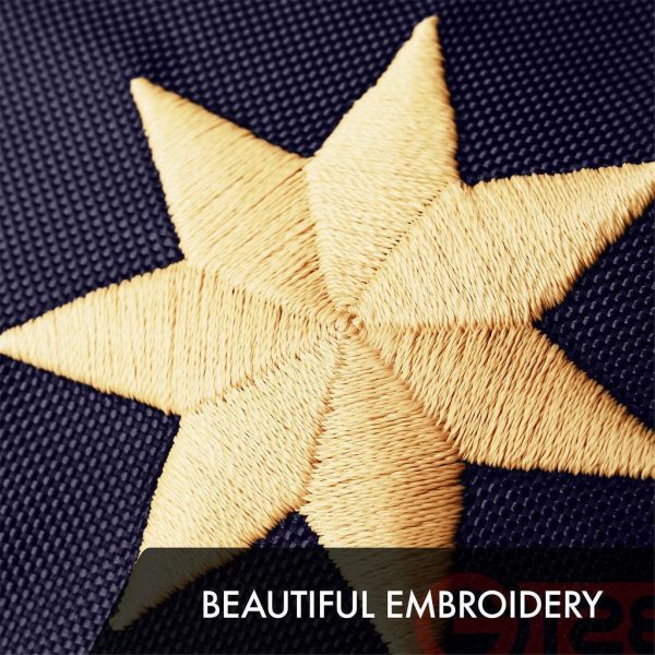 G128 Bennington Tea-Stained Flag | 6x10 Ft | Embroidered 420D Polyester - Embroidered Stars, Sewn Stripes, Brass Grommets, Indoor/Outdoor, Vibrant Colors, Quality Polyester - Image 4