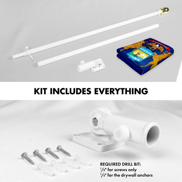 G128 Combo Pack: 6 Feet Tangle Free Spinning Flagpole (White) Michigan MI State Flag 3x5 ft Printed 150D Brass Grommets (Flag Included) Aluminum Flag Pole - Image 2