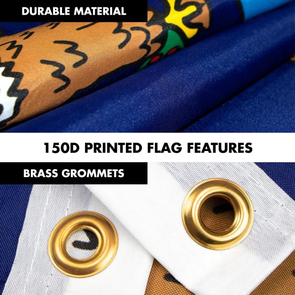 G128 Combo Pack: 6 Feet Tangle Free Spinning Flagpole (White) Michigan MI State Flag 3x5 ft Printed 150D Brass Grommets (Flag Included) Aluminum Flag Pole - Image 4