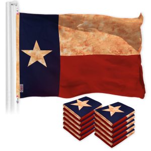 G128 10 Pack: Texas Tea-Stained Flag | 3x5 Ft | LiteWeave Pro Series Printed 300D Polyester | Vibrant Colors, Brass Grommets, Thicker and More Durable Than 100D 75D Polyester
