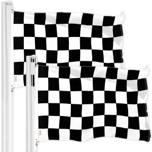 G128 2 Pack: Checkered Flag | 3x5 Ft | Printed 150D Polyester - Indoor/Outdoor, Vibrant Colors, Brass Grommets, Quality Polyester, Much Thicker More Durable Than 100D 75D Polyester