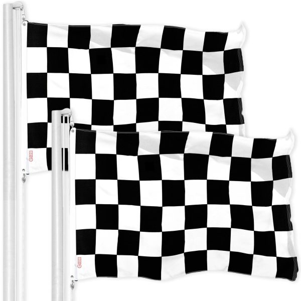 G128 2 Pack: Checkered Flag | 3x5 Ft | Printed 150D Polyester - Indoor/Outdoor, Vibrant Colors, Brass Grommets, Quality Polyester, Much Thicker More Durable Than 100D 75D Polyester