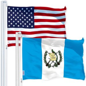 G128 Combo Pack: USA American Flag 3x5 Ft 150D Printed Stars & Guatemala Flag 3x5 Ft 150D Printed