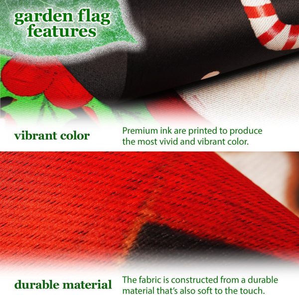 G128 Combo Pack: Garden Flag Stand Black 36 in x 16 in & Garden Flag Christmas Decoration Joyful Santa 12"x18" Double-Sided Blockout Fabric - Image 3