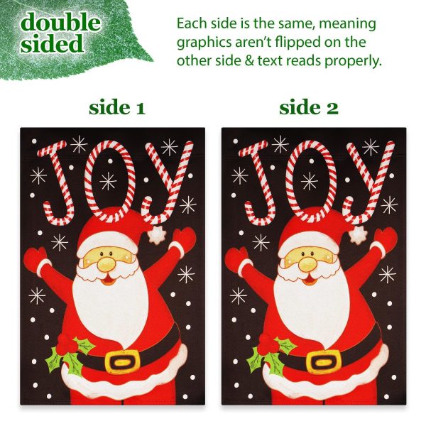 G128 Combo Pack: Garden Flag Stand Black 36 in x 16 in & Garden Flag Christmas Decoration Joyful Santa 12"x18" Double-Sided Blockout Fabric - Image 5