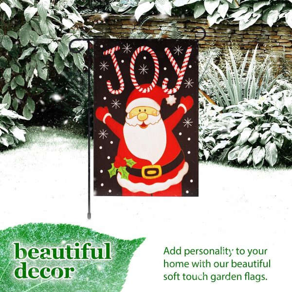 G128 Combo Pack: Garden Flag Stand Black 36 in x 16 in & Garden Flag Christmas Decoration Joyful Santa 12"x18" Double-Sided Blockout Fabric - Image 6