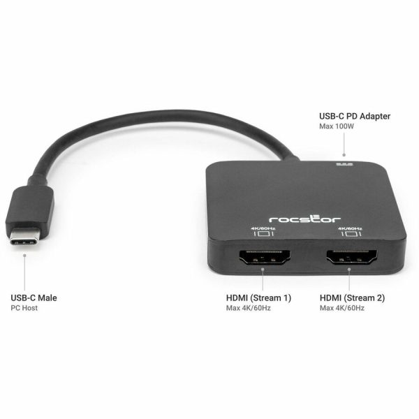 Rocstor Premium USB-C to Dual HDMI 4K@60Hz, 1x USB-C 100W Power Delivery PD - Image 8