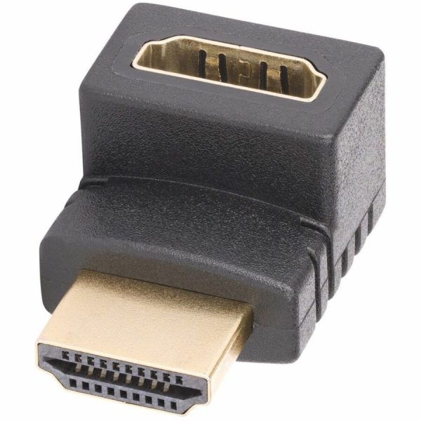 StarTech.com Down Angle HDMI 2.0 Adapter, Male to Female, Vertical 90-Degree Angled HDMI Port Saver, 4K 60Hz, High Speed HDMI Connector Extension