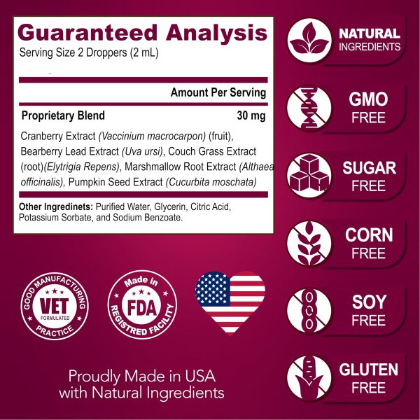 Natural UTI Drops for Cats & Dogs with Cranberry   Advanced Bladder & Kidney Health Supplement   Vet Formulated Multivitamin   Made in USA - Image 5